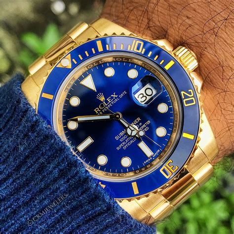 rolex submariner half gold blue|rolex gold submariner blue face.